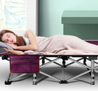 Folding Camping Cot W/Mat for Adults, Heavy Duty Outdoor Bed with Carry Bag,1200 D Layer Oxford Travel Camp Cots