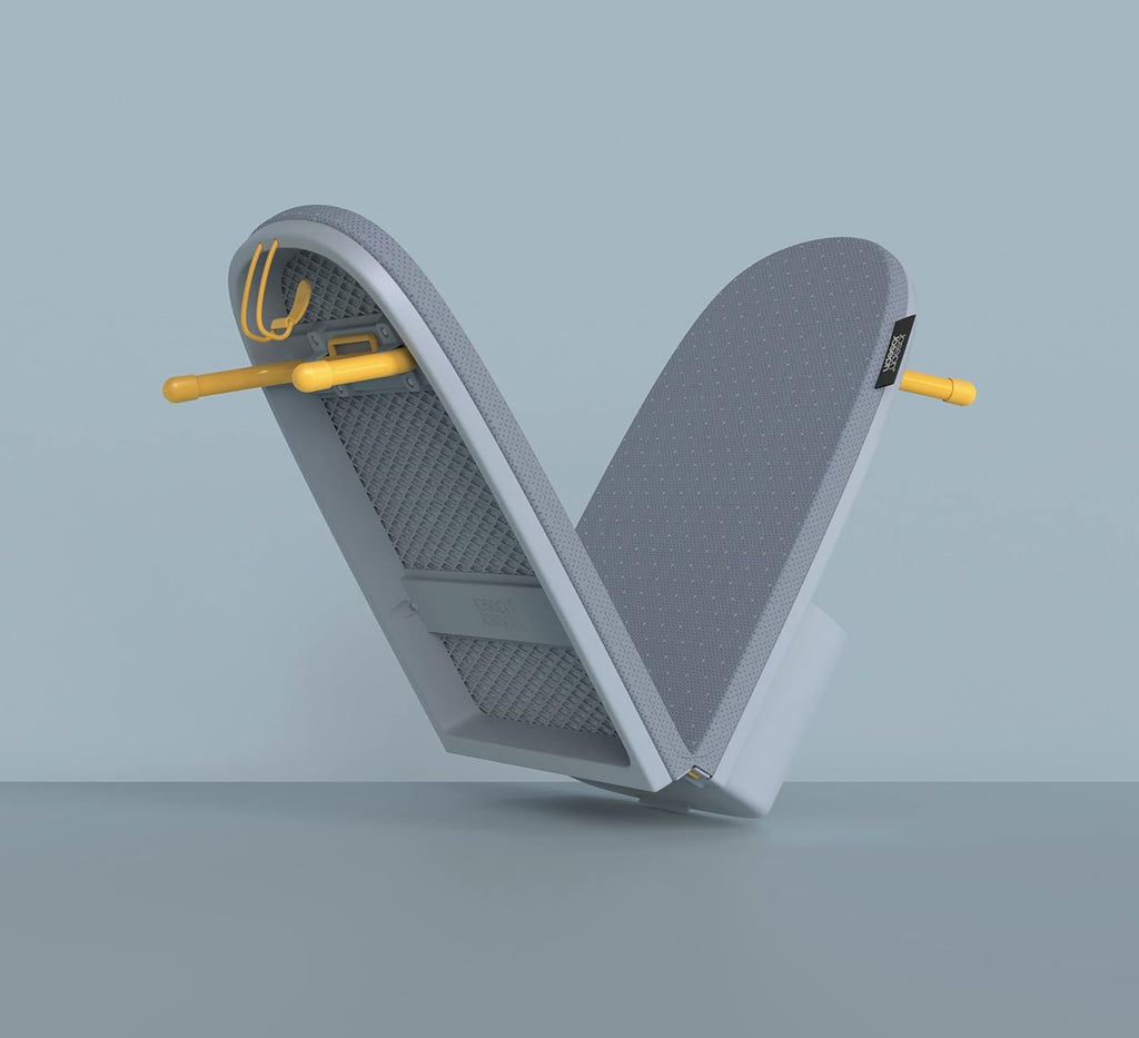 Pocket Folding Tabletop Ironing Board with Iron Holder and wall mount, Compact Space-Saving , Grey/Yellow