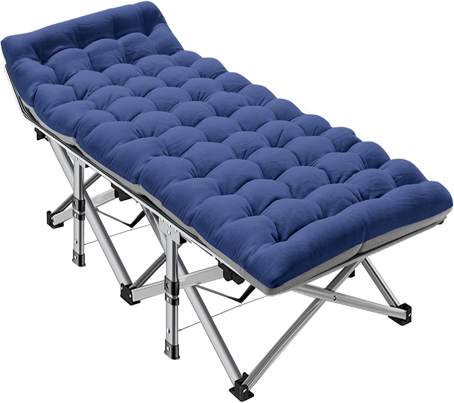 Folding Camping Cot W/Mat for Adults, Heavy Duty Outdoor Bed with Carry Bag,1200 D Layer Oxford Travel Camp Cots