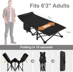 Folding Camping Cot W/Mat for Adults, Heavy Duty Outdoor Bed with Carry Bag,1200 D Layer Oxford Travel Camp Cots