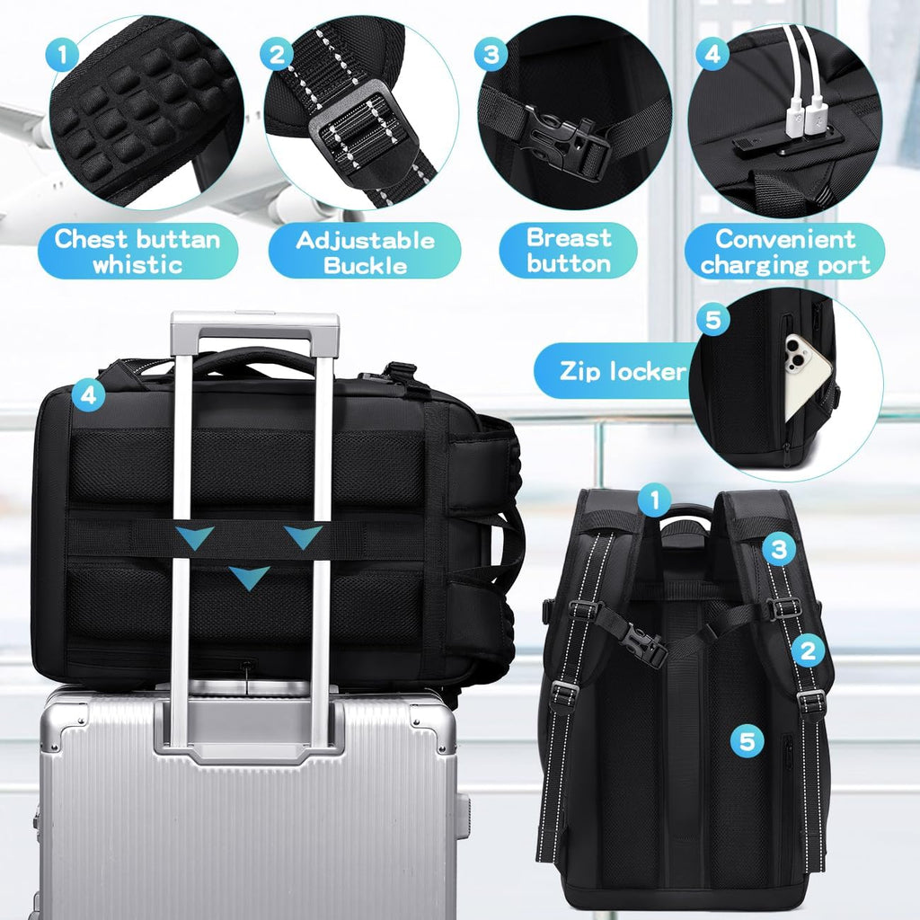 vacuum compression backpack travel with Portable Electric Vac Pump,Vacpack,Pocket Air Pump, 45L Expandable 60L Airback (with Vacuum pump)