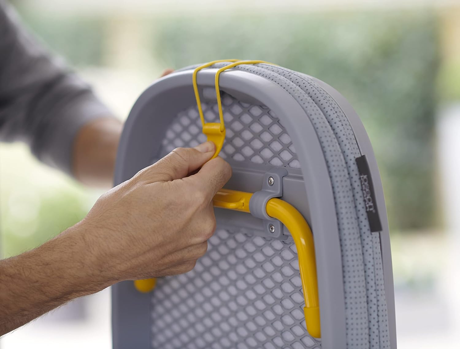 Pocket Folding Tabletop Ironing Board with Iron Holder and wall mount, Compact Space-Saving , Grey/Yellow