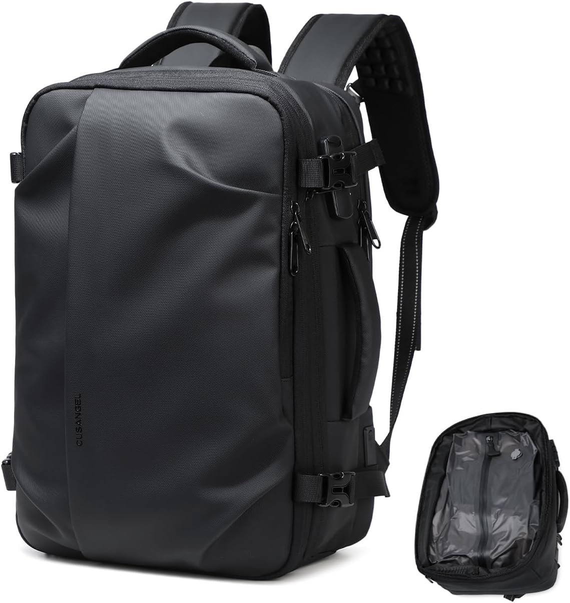 vacuum compression backpack travel with Portable Electric Vac Pump,Vacpack,Pocket Air Pump, 45L Expandable 60L Airback (with Vacuum pump)