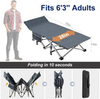 Folding Camping Cot W/Mat for Adults, Heavy Duty Outdoor Bed with Carry Bag,1200 D Layer Oxford Travel Camp Cots