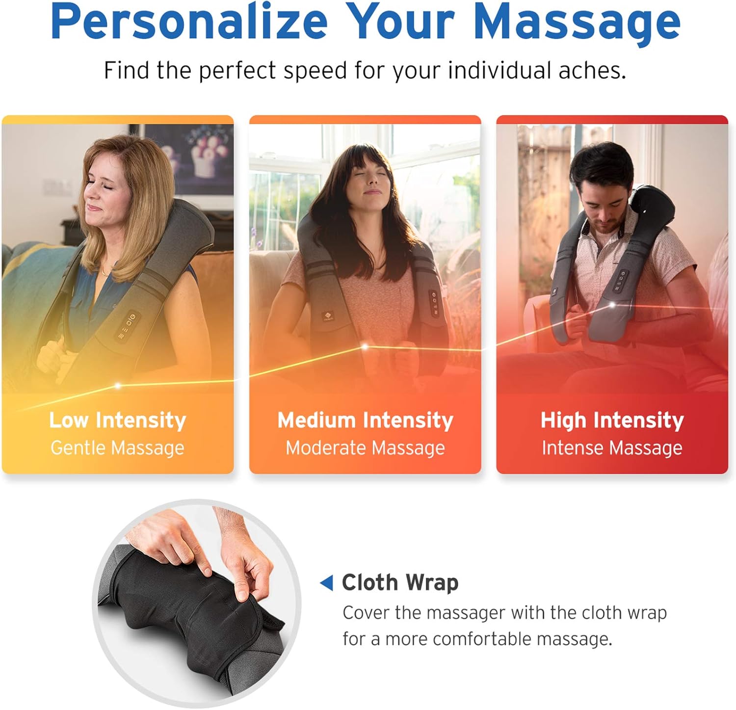 Cordless Neck & Back Massager with Heat, Deep Tissue , Rechargeable Shoulder Pain Relief Wearable, 8 Nodes, 3 Intensities, Bi-Directional, 180-Min Battery, Soft PU Leather, Best Gift
