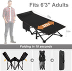 Folding Camping Cot W/Mat for Adults, Heavy Duty Outdoor Bed with Carry Bag,1200 D Layer Oxford Travel Camp Cots