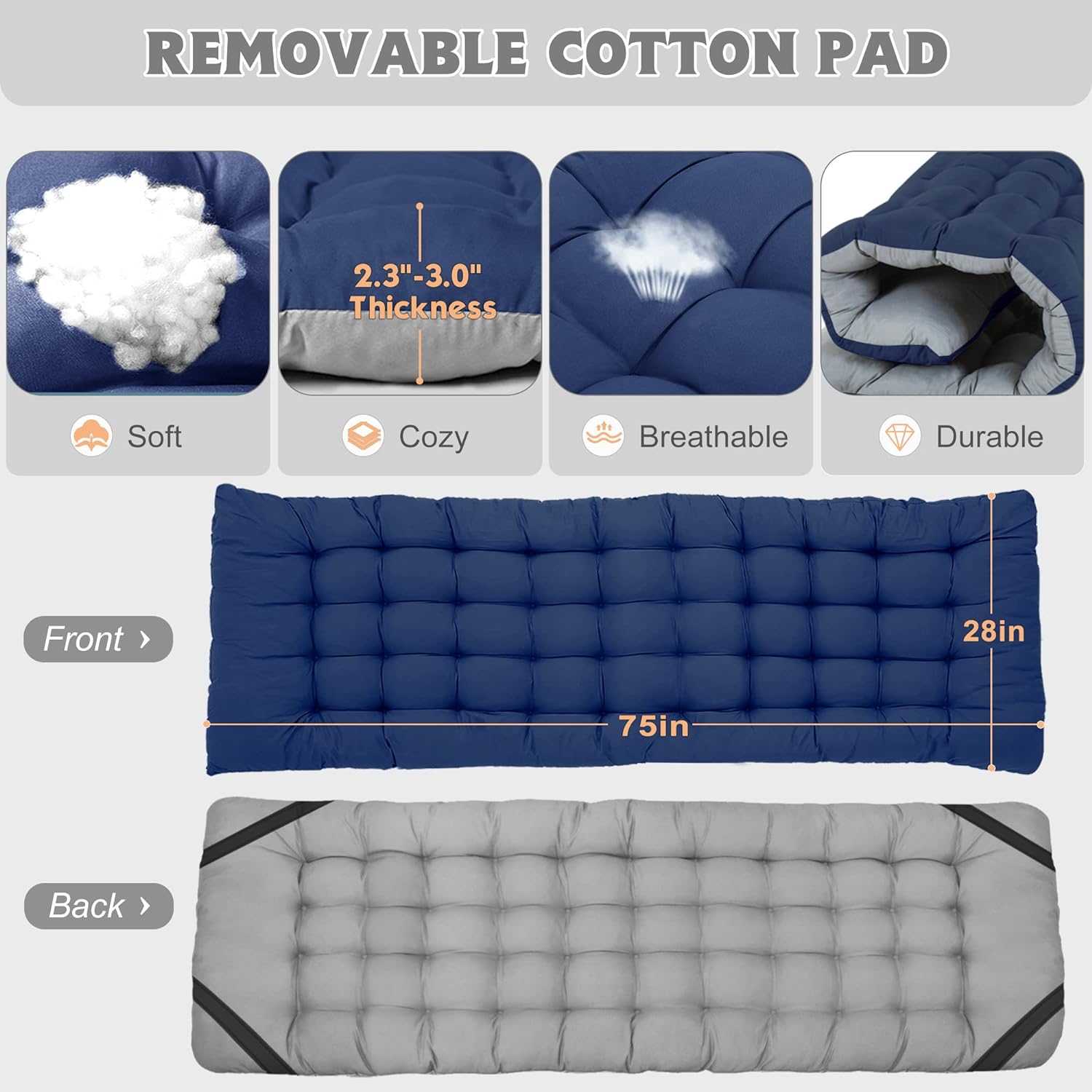 Folding Camping Cot W/Mat for Adults, Heavy Duty Outdoor Bed with Carry Bag,1200 D Layer Oxford Travel Camp Cots