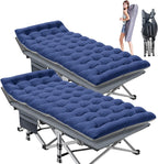Folding Camping Cot W/Mat for Adults, Heavy Duty Outdoor Bed with Carry Bag,1200 D Layer Oxford Travel Camp Cots