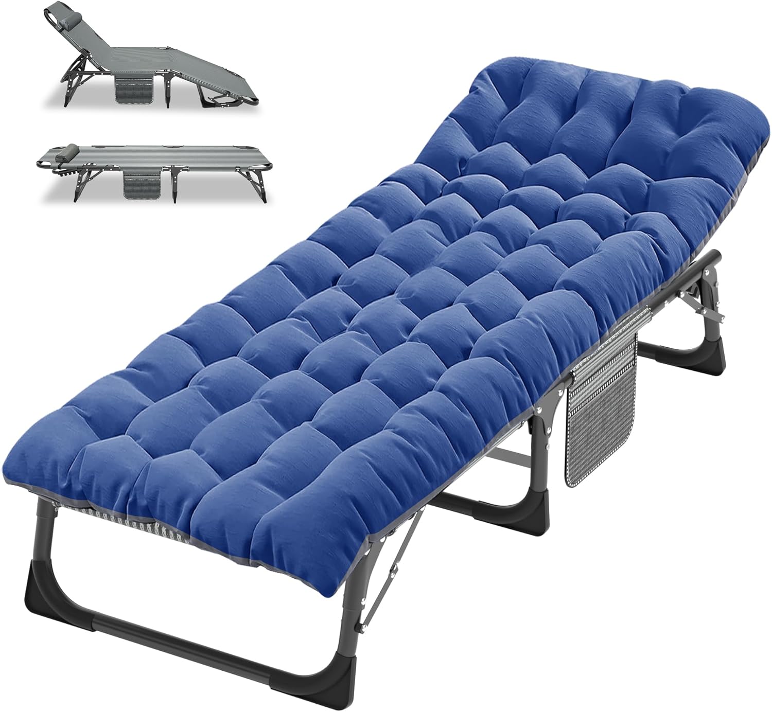 Folding Camping Cot W/Mat for Adults, Heavy Duty Outdoor Bed with Carry Bag,1200 D Layer Oxford Travel Camp Cots