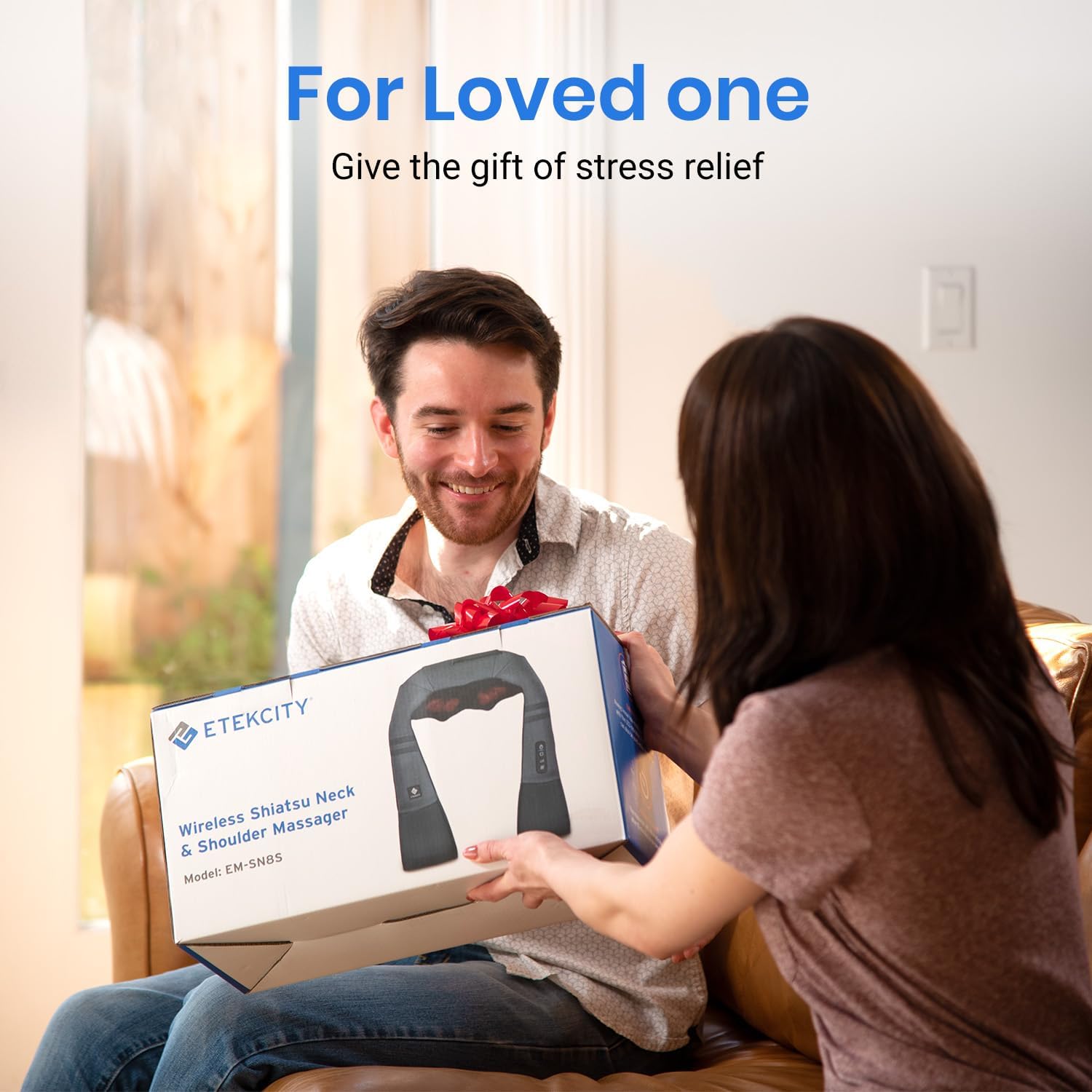Cordless Neck & Back Massager with Heat, Deep Tissue , Rechargeable Shoulder Pain Relief Wearable, 8 Nodes, 3 Intensities, Bi-Directional, 180-Min Battery, Soft PU Leather, Best Gift