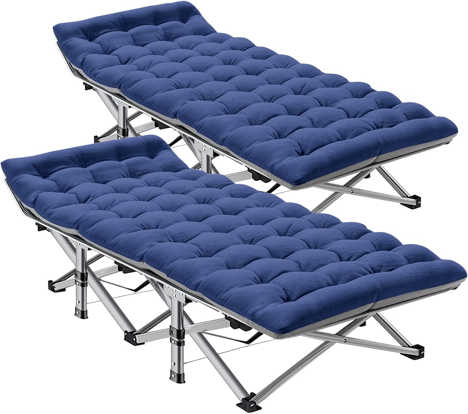 Folding Camping Cot W/Mat for Adults, Heavy Duty Outdoor Bed with Carry Bag,1200 D Layer Oxford Travel Camp Cots