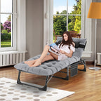 Folding Camping Cot W/Mat for Adults, Heavy Duty Outdoor Bed with Carry Bag,1200 D Layer Oxford Travel Camp Cots