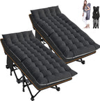 Folding Camping Cot W/Mat for Adults, Heavy Duty Outdoor Bed with Carry Bag,1200 D Layer Oxford Travel Camp Cots