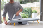 Pocket Folding Tabletop Ironing Board with Iron Holder and wall mount, Compact Space-Saving , Grey/Yellow