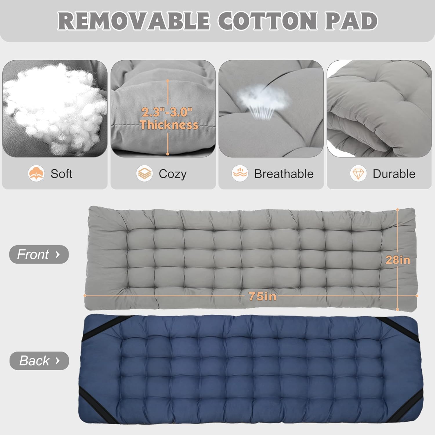 Folding Camping Cot W/Mat for Adults, Heavy Duty Outdoor Bed with Carry Bag,1200 D Layer Oxford Travel Camp Cots
