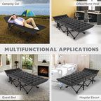 Folding Camping Cot W/Mat for Adults, Heavy Duty Outdoor Bed with Carry Bag,1200 D Layer Oxford Travel Camp Cots