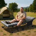 Folding Camping Cot W/Mat for Adults, Heavy Duty Outdoor Bed with Carry Bag,1200 D Layer Oxford Travel Camp Cots