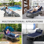 Folding Camping Cot W/Mat for Adults, Heavy Duty Outdoor Bed with Carry Bag,1200 D Layer Oxford Travel Camp Cots