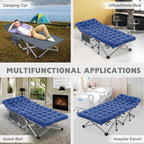 Folding Camping Cot W/Mat for Adults, Heavy Duty Outdoor Bed with Carry Bag,1200 D Layer Oxford Travel Camp Cots