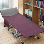 Folding Camping Cot W/Mat for Adults, Heavy Duty Outdoor Bed with Carry Bag,1200 D Layer Oxford Travel Camp Cots