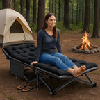 Folding Camping Cot W/Mat for Adults, Heavy Duty Outdoor Bed with Carry Bag,1200 D Layer Oxford Travel Camp Cots