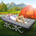 Folding Camping Cot W/Mat for Adults, Heavy Duty Outdoor Bed with Carry Bag,1200 D Layer Oxford Travel Camp Cots