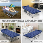 Folding Camping Cot W/Mat for Adults, Heavy Duty Outdoor Bed with Carry Bag,1200 D Layer Oxford Travel Camp Cots