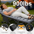 Folding Camping Cot W/Mat for Adults, Heavy Duty Outdoor Bed with Carry Bag,1200 D Layer Oxford Travel Camp Cots