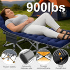 Folding Camping Cot W/Mat for Adults, Heavy Duty Outdoor Bed with Carry Bag,1200 D Layer Oxford Travel Camp Cots