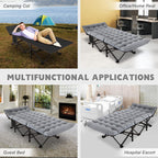 Folding Camping Cot W/Mat for Adults, Heavy Duty Outdoor Bed with Carry Bag,1200 D Layer Oxford Travel Camp Cots