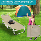 Folding Camping Cot W/Mat for Adults, Heavy Duty Outdoor Bed with Carry Bag,1200 D Layer Oxford Travel Camp Cots