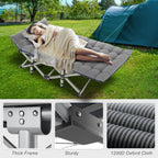 Folding Camping Cot W/Mat for Adults, Heavy Duty Outdoor Bed with Carry Bag,1200 D Layer Oxford Travel Camp Cots