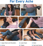 Cordless Neck & Back Massager with Heat, Deep Tissue , Rechargeable Shoulder Pain Relief Wearable, 8 Nodes, 3 Intensities, Bi-Directional, 180-Min Battery, Soft PU Leather, Best Gift