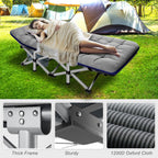 Folding Camping Cot W/Mat for Adults, Heavy Duty Outdoor Bed with Carry Bag,1200 D Layer Oxford Travel Camp Cots